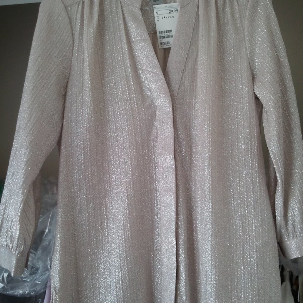 H&M Glittery Sparkly Hi Low Blouse NWT Sz 4 - Picture 6 of 8
